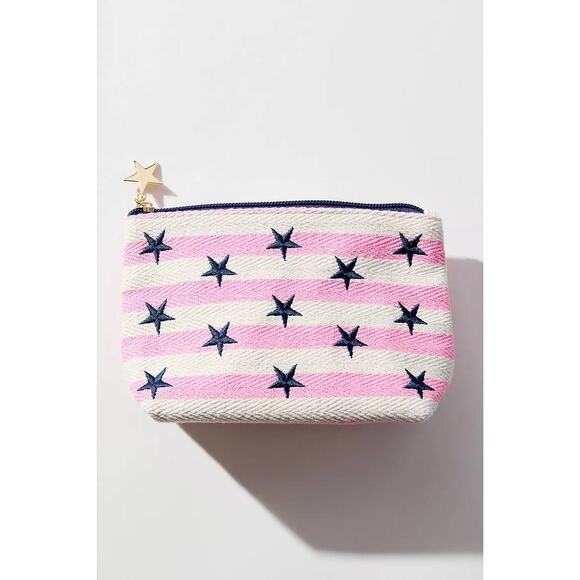 Shiraleah Morgan Stars Small Zip Pouch NWT Coastal Grandmother Nautical Beach - Picture 3 of 4